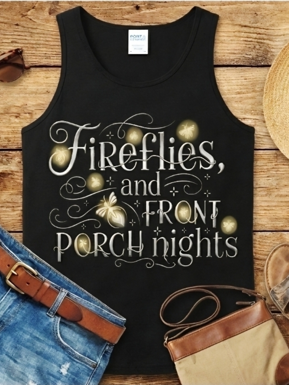 Fireflies & Front Porch Nights Tank Top • Summer Country Graphic •